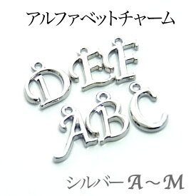 アルファベット イニシャル チャーム A〜M 約15mm 銀（シルバー） （1ヶ&丸カン1ヶ付き）
