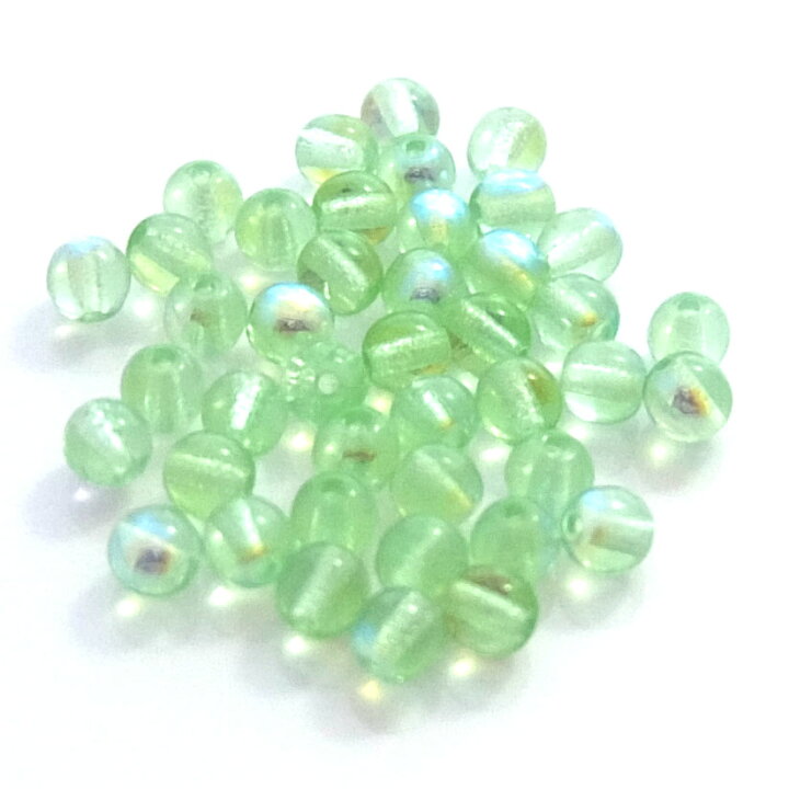 楽天市場】チェコビーズ ラウンド 4mm ペリドットAB （1ヶ 