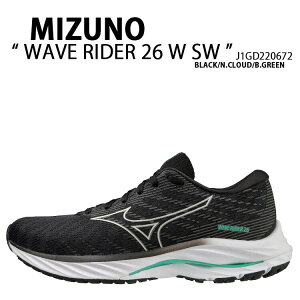 Mizuno ~Ym Xj[J[ WAVE RIDER 26 W SW(SUPER WIDE) J1GD220672 EF[uC_[ 26 W SW BLACK GREEN ubN O[ V[Y jOV[Y WMOXj[J[ fB[X p