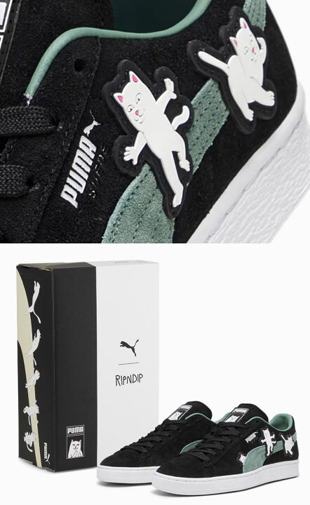 楽天市場】PUMA プーマ スニーカー RIPNDIP SUEDE BLACK GREEN 393872 