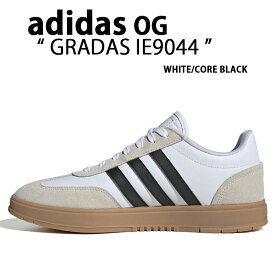 adidas アディダス スニーカー GRADAS IE9044 WHITE CORE BLACK GOLD グラダス 3ストライプ シューズ レザーアッパー レザー 本革 ホワイト ブラック クラシック メンズ レディース【中古】未使用品