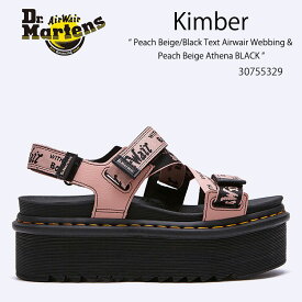 Dr.Martens ドクターマーチン サンダル ストラップサンダル Kimber Peach Beige/Black Text Airwair Webbing & Peach Beige Athena BLACK 30755329 ピーチ ベージュ アテナ ブラック 厚底 レディース 女性用【中古】未使用品