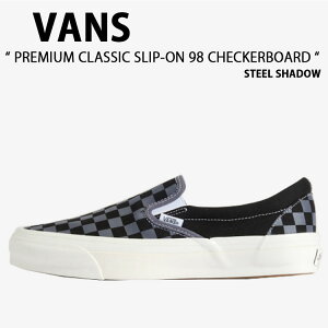 VANS �o���Y �X�j�[�J�[ PREMIUM CLASSIC SLIP-ON 98 CHECKERBOARD STEEL SHADOW VN000D9PFSM �v���~�A�� �N���V�b�N �X���b�|�� 98 �X�e�B�[�� �V���h�E �j���p �����p