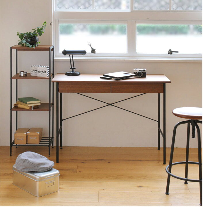 楽天市場 Terrace パソコンデスク 収納スペース付き 幅100cm 奥行45ｃｍ 省スペース ハイタイプ Pcデスク デスク オフィスデスク ワークデスク 木製 おしゃれ テレワーク 在宅勤務 ヴィンテージ レトロ パソコン ブラック ブラウン アイアン E Net A Furniture