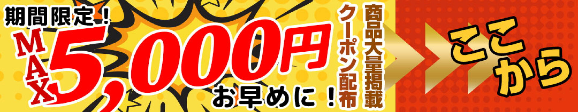 最大5000円OFF！！期間限定クーポン配布中！！