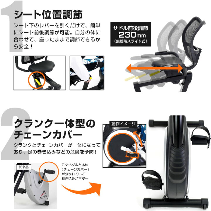 楽天市場】フィットネスバイク 1年保証 静音 乗り降りスムーズ 