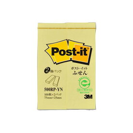 【20個セット】3M スリーエム Post-it ポストイット 再生紙 ふせん イエロー 3M-500RP-YNX20 【 セット販売 まとめ買い 割引 オフィス 文房具 文具 業務用 オフィス用品 】 文具 オフィス用品 付箋紙 ポストイット