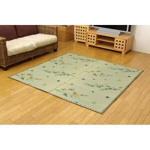 い草 花ござ / ラグマット 【紅葉柄 江戸間8畳 約348×352cm】 抗菌 防臭 調湿機能 丈夫 〔リビング ダイニング〕
