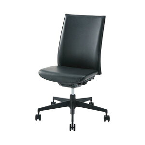 【ライオン事務器 事務用品 lion 文具 事務 業務用 事務用文具】 LEO オフィスチェアーミドルバック PVCレザー ブラック (お客様組立) LE-1850S 1脚 ( イス・チェア インテリア・家具 オフィス家