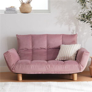 コンパクト脚付ふかふかカウチソファ LIRAKU ベロアピンク 脚を外せはフロアソファとしても生活用品・インテリア・雑貨 インテリア・家具 ソファ カウチソファ
