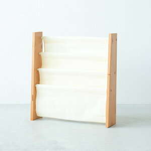 キャンバスマガジンラック (ブラウン / 茶) ワイド / 幅広3段 / 木製 / 木目 / 布製 / 北欧風 / 本立て / ディスプレイラック / 本棚 / 収納 / NK-812