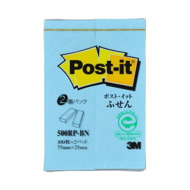 スリーエム ジャパン Post-it 再生紙ふせん 500RP-BNブルー 【×10セット】 【 セット販売 まとめ買い 割引 オフィス 文房具 文具 業務用 オフィス用品 】 文具 オフィス用品 付箋紙 ポストイット