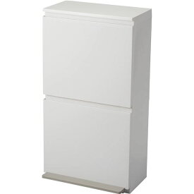 アスベル 分別ペダル2段ワイド 40L ホワイト （ 掃除用品 事務用品 清掃 オフィス用品 日用品雑貨 ゴミ箱 ダストボックス お掃除 ）