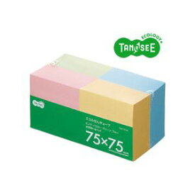 TANOSEE タノシー（大塚商会) エコふせん キューブ 400枚混色 75×75mm 4冊入×5パック 【 セット販売 まとめ買い 割引 オフィス 文房具 文具 業務用 オフィス用品 】 文具 オフィス用品 付箋紙 ポストイット