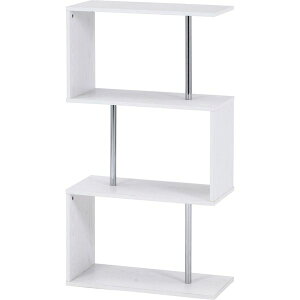 S字型ディスプレイラック3段 オークホワイト 組立品【代引不可】