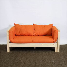 ソファーベッド オレンジマット＆クッション2個セット 組立式 ベッド ソファベッド ソファ