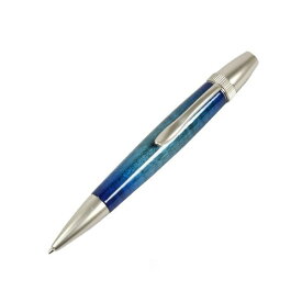 キャンディカラー ボールペン/文房具 【Blue カーリーメイプル】 パーカータイプ 芯：0.7mm 日本製 文具 『Air Brush Wood Pen』