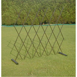 伸縮式 簡易フェンス (仕切り / 柵 / ゲート) 【使用可能幅200cm】 スチール 日本製 〔防犯 事故防止 園芸 ガーデニング用品〕