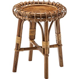 サイドテーブル ミニテーブル 直径40×高さ48cm 円形 2脚セット 木製 籐 ラタン リビング ダイニング インテリア家具