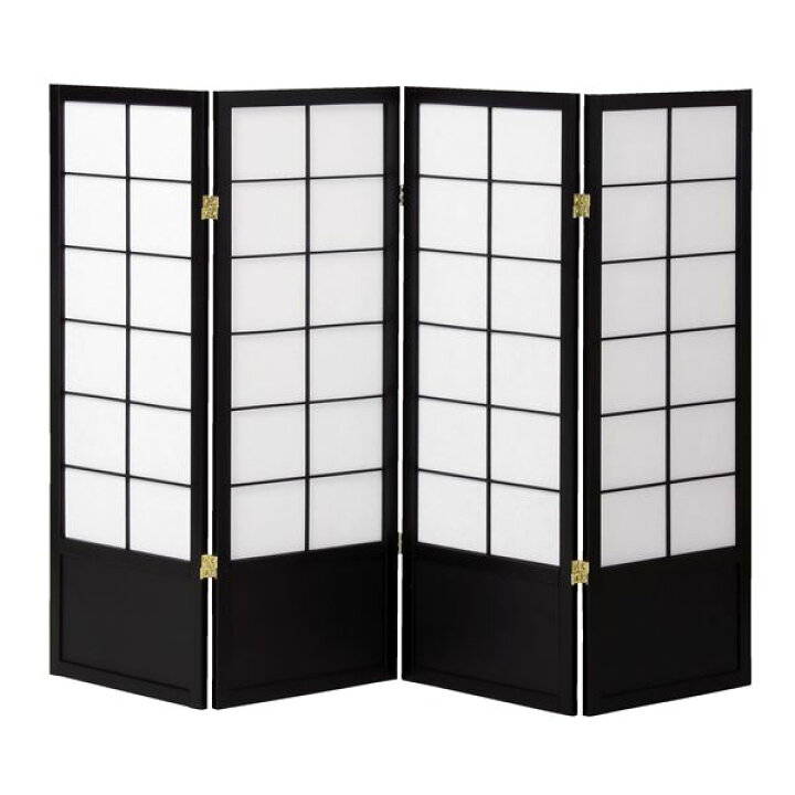 楽天市場】和風衝立 / パーテーション 4連 【ブラック】 幅450×奥行20 