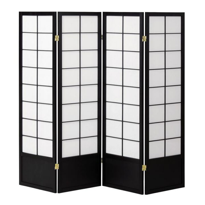 楽天市場】和風衝立 / パーテーション 4連 【ブラック】 幅450×奥行20 