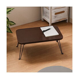 折りたたみテーブル ローテーブル 約幅45cm ブラウン×ブラック 長方形 スチール カラーミニテーブル リビング ダイニング