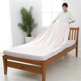 【西川】 シーツ/寝具 【ダブル～クイーン ピンク】 日本製 取付簡単 洗える 綿混 クイックラップシーツ のびのびシーツ