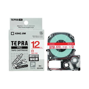 【キングジム 事務用品 KING JIM 文具 オフィス用品 文具】 テプラPROテープ強粘着 白 / 赤文字 SS12RW 【×5セット】 【お徳用 まとめ買い お買い得 業務用 割引 セット販売】 文房具・事務用品 文