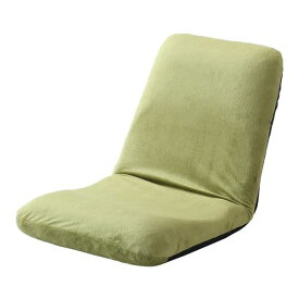 背筋ピン 座椅子/パーソナルチェア 【Mサイズ グリーン 起毛生地】 約幅43cm スチールパイプ リクライニング 日本製