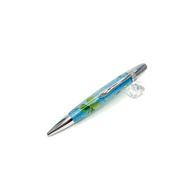 花柄 ボールペン / 文房具 【四葉クローバー 水色】 パーカータイプ 芯：0.7mm 日本製 文具 オフィス用品 『Frower Pen』 文具 オフィス用品 ペン 万年筆