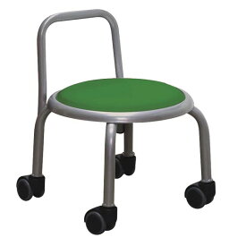 スタッキングチェア/丸椅子 【同色3脚セット グリーン×シルバー】 幅32cm 日本製
