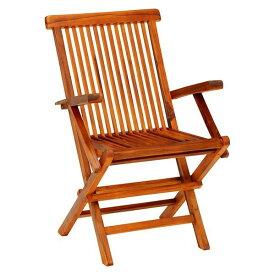 折りたたみ椅子／アームチェア 【2脚セット 約幅54cm】 木製 チーク材 〔ベランダ デッキ テラス ガーデン〕