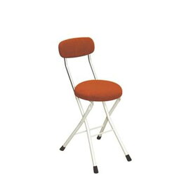 折りたたみ椅子 幅33cm オレンジ×ミルキーホワイト 円型座面 日本製 スチール 円座 1脚販売 リビング 完成品