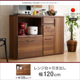 キッチン収納 日本製完成品 天然木調ワイドキッチンカウンター レンジ台＋引き出し 120cmキッチン用品・食器・調理器具 水まわり用品 収納 収納家具 キッチン家具 キッチンキャビネット キッチン整理用品 キッチン収納 ラック レンジ台 食器棚