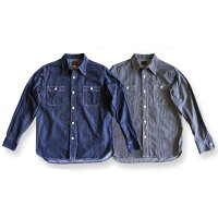 全国どこでも送料無料!!秋冬新作!!【CUSHMAN】10ozデニムワークシャツコットン100%【クッシュマン】メンズ&レディース長袖シャツアメカジ