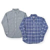 全国どこでも送料無料!!2019年春夏新作!!【CUSHMAN】インディゴチェックワークシャツ【クッシュマン】メンズ&レディース長袖シャツコットン78%リネン22%