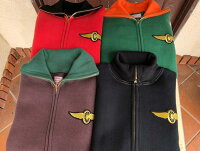 全国どこでも送料無料!!秋冬新作!!【CUSHMAN】スウェットフルジップタートルネック(A.M.A.&FLYINGWHEELPATCH)【クッシュマン】メンズ&レディースコットン100%