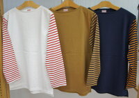 全国どこでも送料無料!!春夏新作!!【CUSHMAN】ボーダースリーブバスクTシャツ(9分袖)【クッシュマン】メンズ&レディースTシャツ