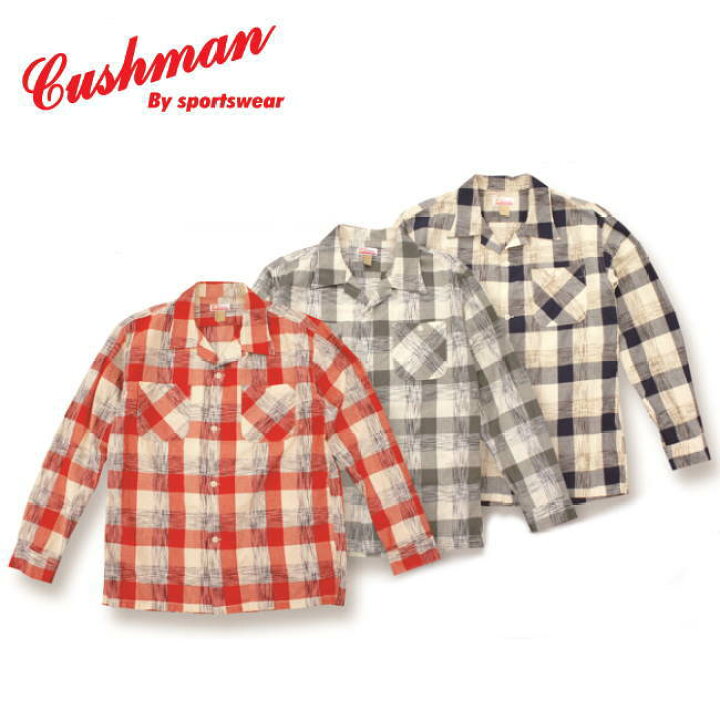 楽天市場】【CUSHMAN】かすりチェックオープンカラーシャツ コットン 