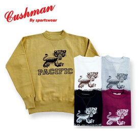 全国どこでも 送料無料 ！！秋冬新作！！【CUSHMAN】プリントセットインスリーブ スウェット（PACIFIC TIGERS）【クッシュマン】メンズ＆レディース スウェット アメカジ コットン100％ 26901P