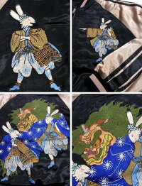 全国どこでも送料無料!!新作!!【SCRIPT】兎獅子舞柄刺繍スカジャン【花旅楽団】メンズ&レディースリバーシブル和柄