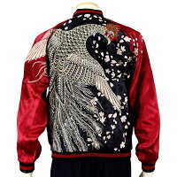 全国どこでも送料無料!!2019年春夏新作!!【SCRIPT】桜と白鳳凰刺繍リバーシブルスカジャン【花旅楽団】メンズ&レディース和柄刺繍