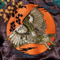 全国どこでも送料無料!!2019年春夏新作!!【SCRIPT】紅葉と梟刺繍リバーシブルスカジャン【花旅楽団】メンズ&レディース和柄刺繍