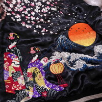 全国どこでも送料無料!!2020年春夏新作!!【花旅楽団】桜と舞妓刺繍スカジャン【SCRIPT】メンズ&レディース和柄リバーシブル