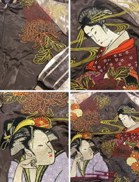 全国どこでも送料無料!!2017年秋冬新作!!【SCRIPT】芸者刺繍スカジャン【花旅楽団】メンズ&レディース和柄刺繍