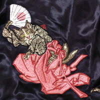 全国どこでも送料無料!!秋冬新作!!【花旅楽団】桜に平安猫刺繍スカジャン【SCRIPT】メンズ&レディース和柄リバーシブル