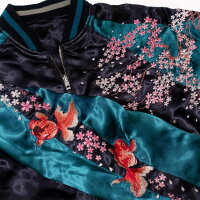 全国どこでも送料無料!!2019年秋冬新作!!【花旅楽団】桜金魚刺繍スカジャン【SCRIPT】メンズ&レディース和柄リバーシブル