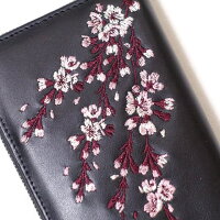 全国どこでも送料無料!!2019年春夏新作!!【花旅楽団】桜刺繍レザーウォレット【SCRIPT】牛革長財布メンズ&レディース和柄