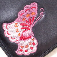 全国どこでも送料無料!!2019年春夏新作!!【花旅楽団】桜と蝶々刺繍レザーウォレット【SCRIPT】牛革長財布メンズ&レディース和柄