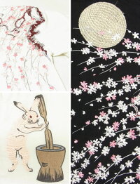 全国どこでも送料無料!春夏新作!【花旅楽団】桜と兎柄刺繍半袖Tシャツ【SCRIPT】メンズ&レディース和柄うさぎ